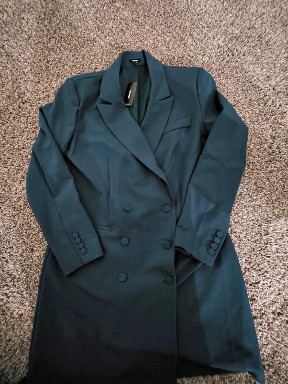 Express Double Breasted Novelty Button Blazer Green Small